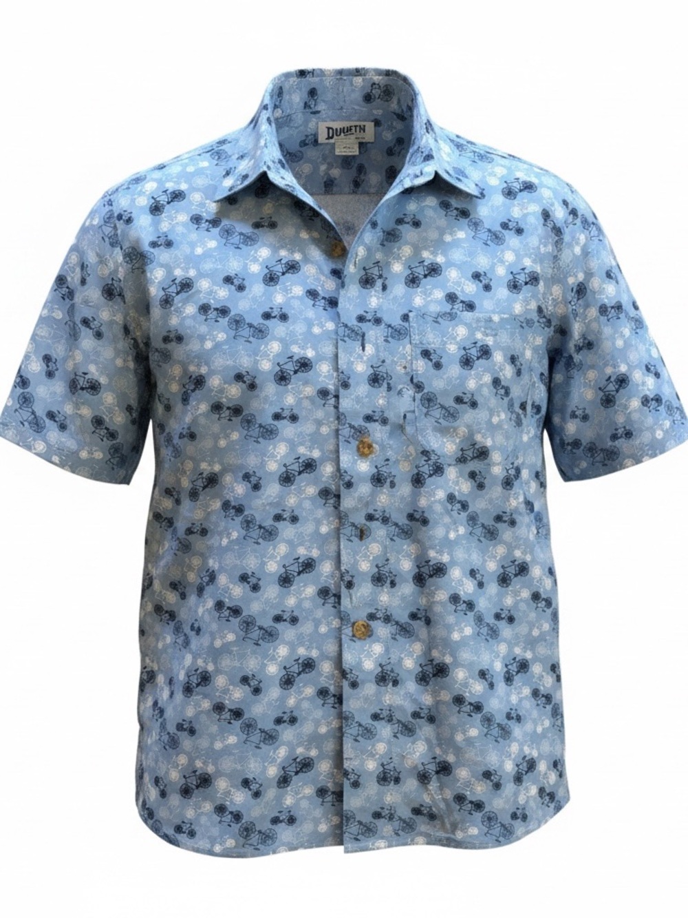 Duluth Trading Co. Slim Fit Untucked Bicycle Print Shirt Size Large